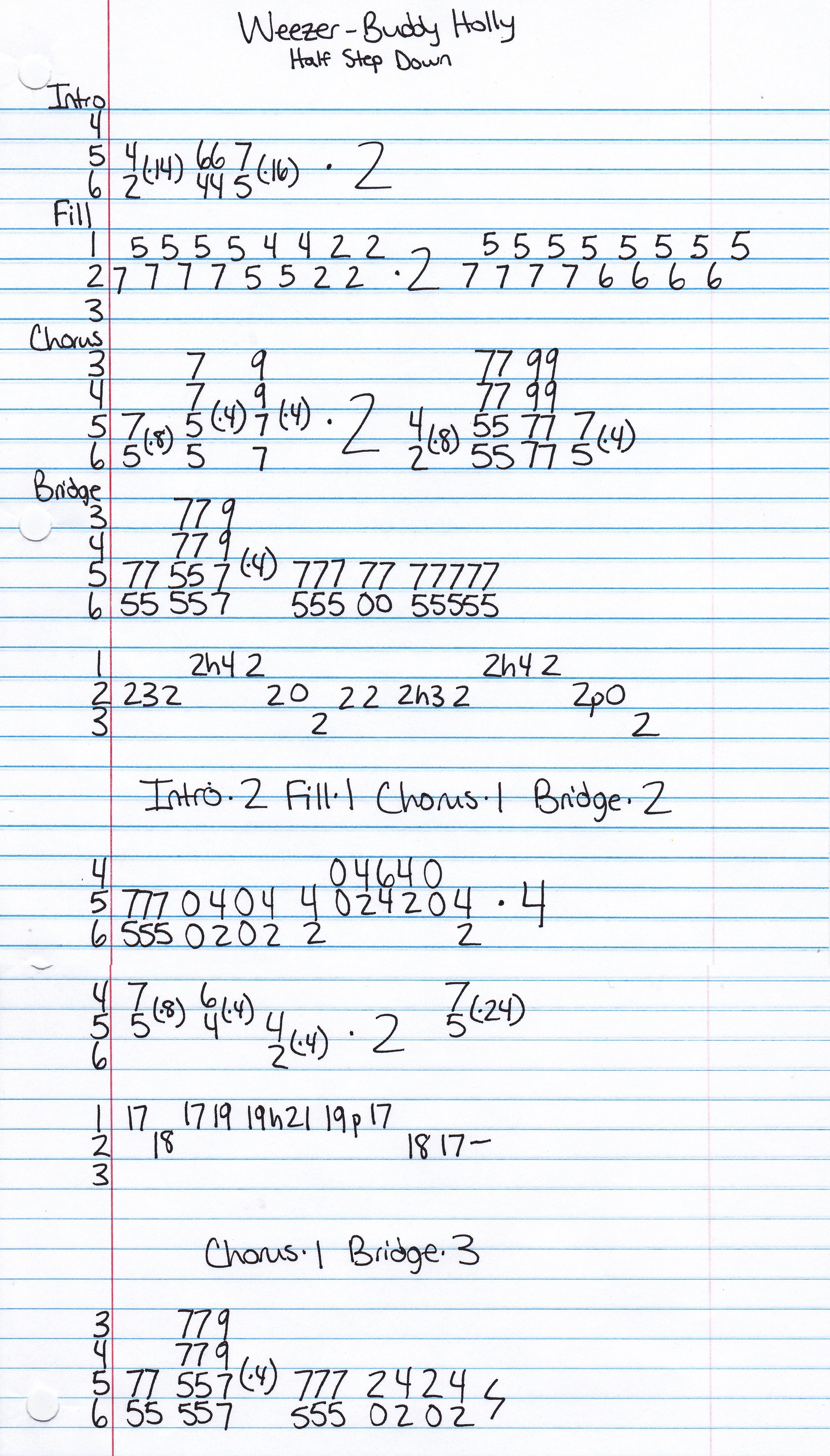 High quality guitar tab for Buddy Holly by Weezer off of the album The Blue Album. ***Complete and accurate guitar tab!***